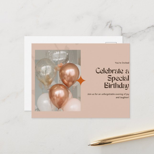 Postal Elegante ✨ de celebración de cumpleaños (Anverso/Reverso In Situ)