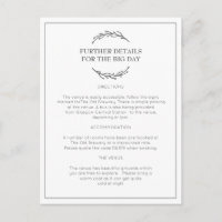 Postal elegante de la información de la boda de la