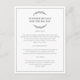 Postal elegante de la información de la boda de la