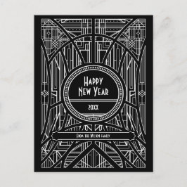 Postal Elegante deco de arte retro Feliz Año Nuevo