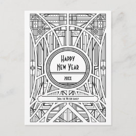 Postal Elegante deco de arte retro Feliz Año Nuevo