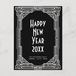 Postal Elegante deco de arte retro Feliz Año Nuevo