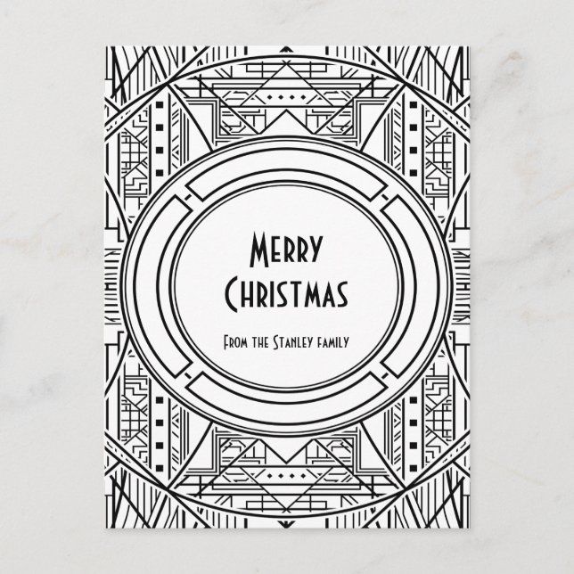 Postal Elegante deco de arte retro Feliz Navidad (Anverso)