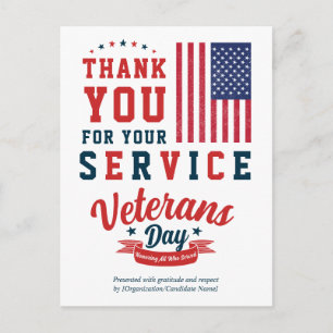 Postal Elegante Día del Veterano de Guerra Agradecimiento