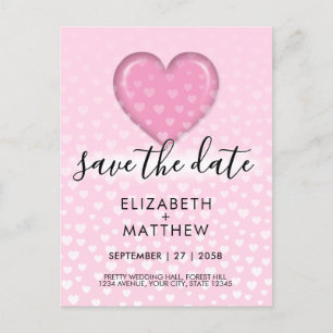 Postal Elegante diseño de corazón rosado y pececillos