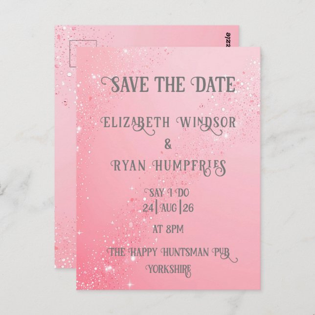 Postal Elegante diseño de espuma verde para Boda (Anverso / Reverso)