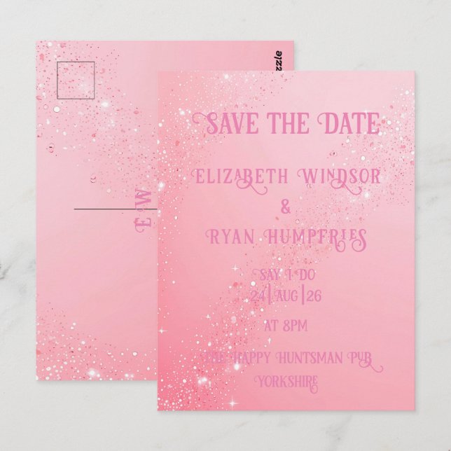 Postal Elegante diseño de espuma verde para Boda (Anverso / Reverso)