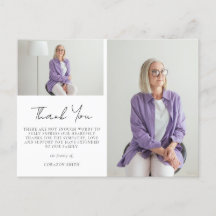 Elegante Dos Fotos Simpatía Funeral Gracias