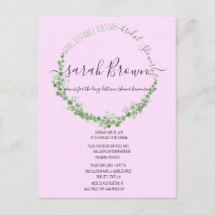 POSTAL ELEGANTE DUCHA VIRTUAL DE BRIDAL VERDE Y PINK FOLI