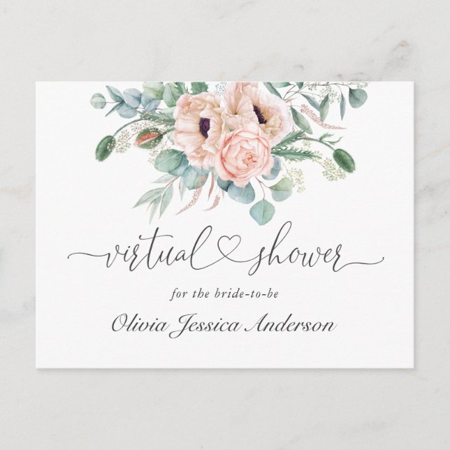 Postal Elegante ducha VIRTUAL Eucalyptus Bridal (Anverso)