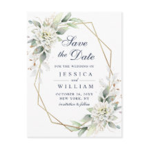 Elegante Dusty Blue Greenery Wedding Save the Date
