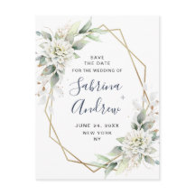 Elegante Dusty Blue Greenery Wedding Save the Date
