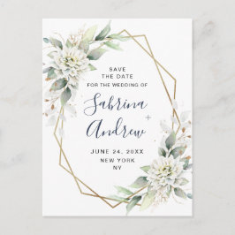 Postal Elegante Dusty Blue Greenery Wedding Save the Date