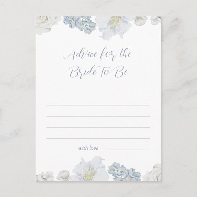 Postal Elegante Dusty Blue Shower Consejo Para La Novia (Anverso)