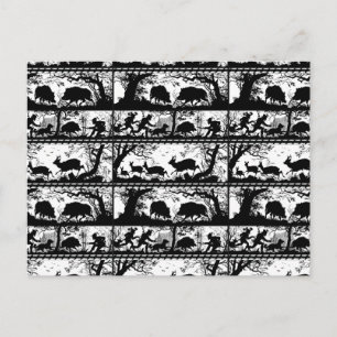 Postal Elegante escena de caza alemana que corre venado y