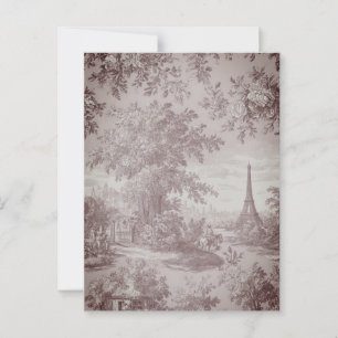 Postal Elegante escenario campestre francés Toile de Jouy