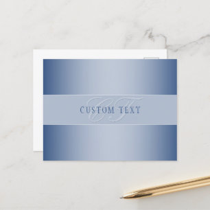 Postal Elegante escritura de monograma editable Azul