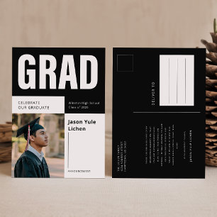 Postal Elegante Escritura Graduación Foto Agradecimiento