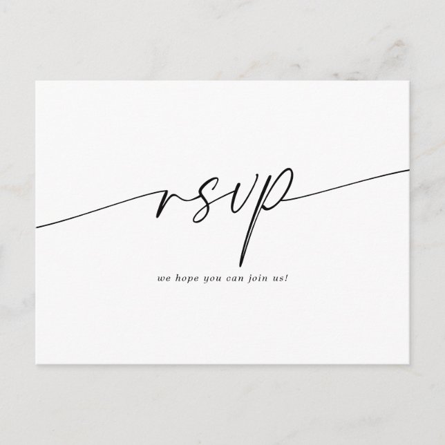 Postal Elegante escritura Minimalista Boda RSVP (Anverso)