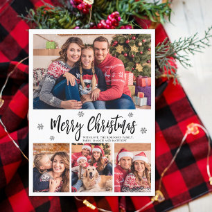 Postal Elegante escritura moderna Collage Feliz Navidad