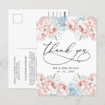 Elegante escritura simple Rubor Floral Gracias