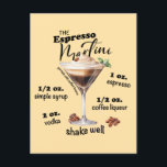 Postal Elegante Espresso Martini Receta Cocktail Art<br><div class="desc">Disfrute de un sorbo de estilo con nuestra postal de la receta de espresso martini, muy bien ilustrada. Este elegante diseño presenta un ilustracion detallado de un clásico espresso martini, con una elegante lista de ingredientes en texto. Ideal para los amantes de los cócteles, la decoración de la cocina o...</div>