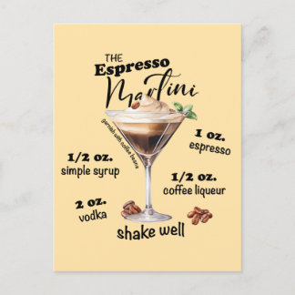 Postal Elegante Espresso Martini Receta Cocktail Art