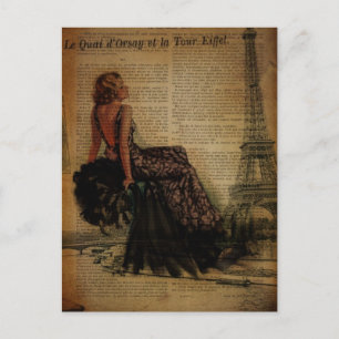 Postal elegante estilo romántico de chiflado parís