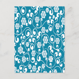 Postal Elegante estilo victoriano floral azul