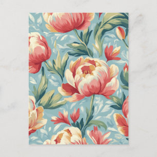 Postal Elegante estilo victoriano Floral Peonies Tulips