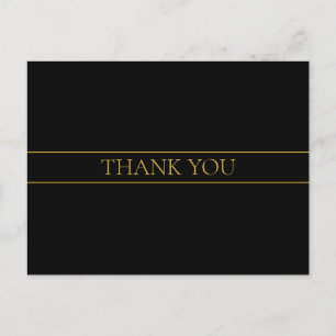 Postal Elegante Estiloso Gracias Texto Dorado y Rayas