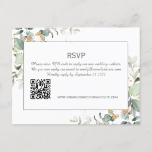 Postal Elegante Eucalipto Greenery QR Código RSVP