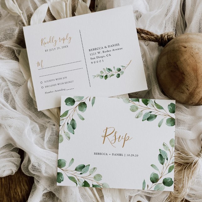 Postal Elegante Eucalyptus Greenery Rsvp (Subido por el creador)