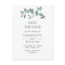 Elegante Eucalyptus Greenery Wedding Save the Date