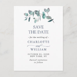 Postal Elegante Eucalyptus Greenery Wedding Save the Date