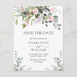 Postal Elegante Eucalyptus Greenery Wedding Save the Date