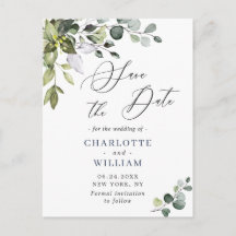 Elegante Eucalyptus Greenery Wedding Save the Date
