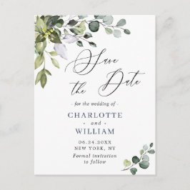 Postal Elegante Eucalyptus Greenery Wedding Save the Date