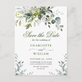 Postal Elegante Eucalyptus Greenery Wedding Save the Date
