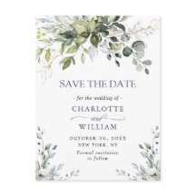Elegante Eucalyptus Greenery Wedding Save the Date