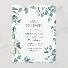 Postal Elegante Eucalyptus Greenery Wedding Save the Date