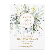 Elegante Eucalyptus Greenery Wedding Save the Date