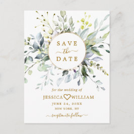 Postal Elegante Eucalyptus Greenery Wedding Save the Date