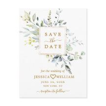 Elegante Eucalyptus Greenery Wedding Save the Date