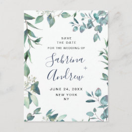 Postal Elegante Eucalyptus Greenery Wedding Save the Date