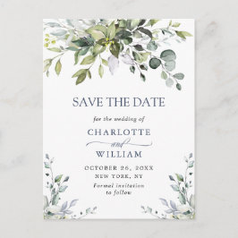 Postal Elegante Eucalyptus Greenery Wedding Save the Date