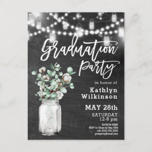 Postal Elegante Eucalyptus Mason Jar Graduación Invitació
