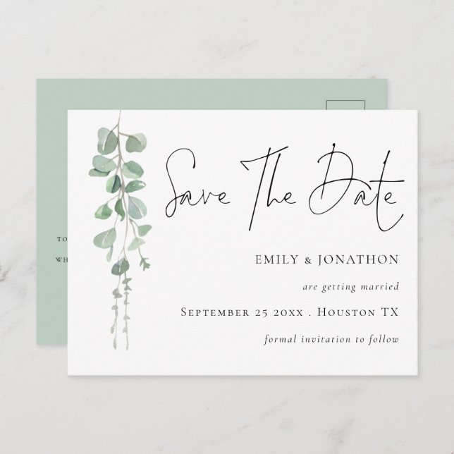 Postal Elegante Eucalyptus QR Código Script Guardar La Fe (Anverso / Reverso)
