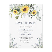 Elegante Eucalyptus Sunflower Wedding Save the Dat