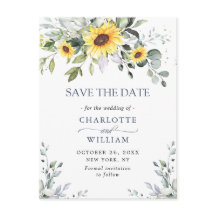 Elegante Eucalyptus Sunflower Wedding Save the Dat